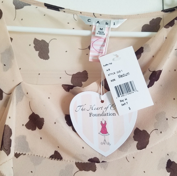 NWT CAbi Playfall Me 981 Sheer Blouse Leaf Medium - Picture 3 of 8